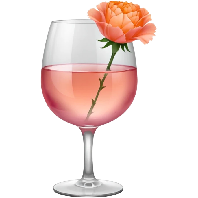 rosè wine with ice and an orange carnation pedal  emoji