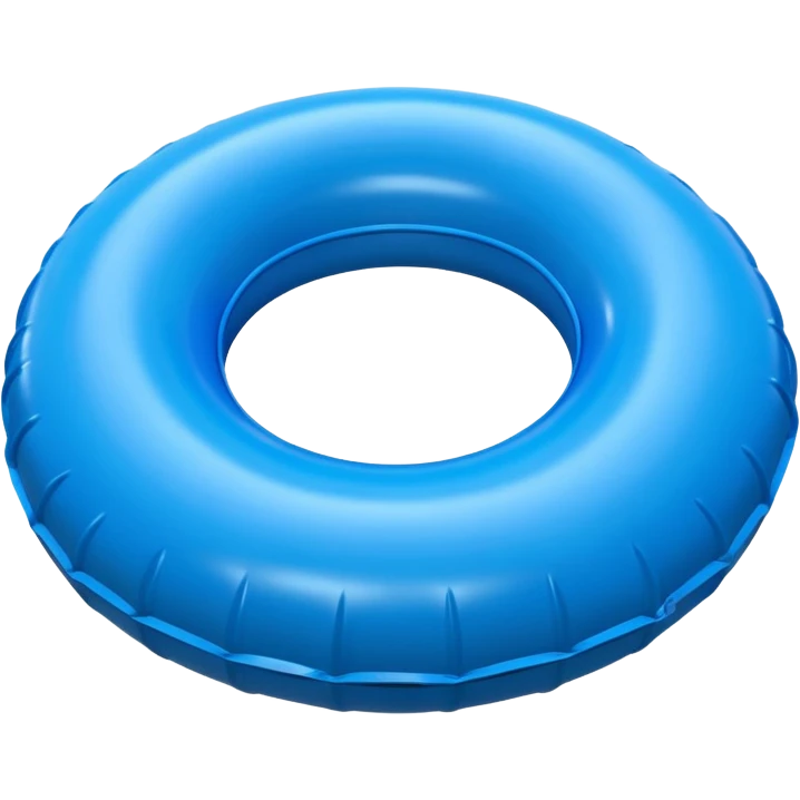 3D render of Inner Tube made of shiny inflatable vinyl, visible seam lines, air valve, highly reflective plastic texture, pool toy aesthetic. emoji