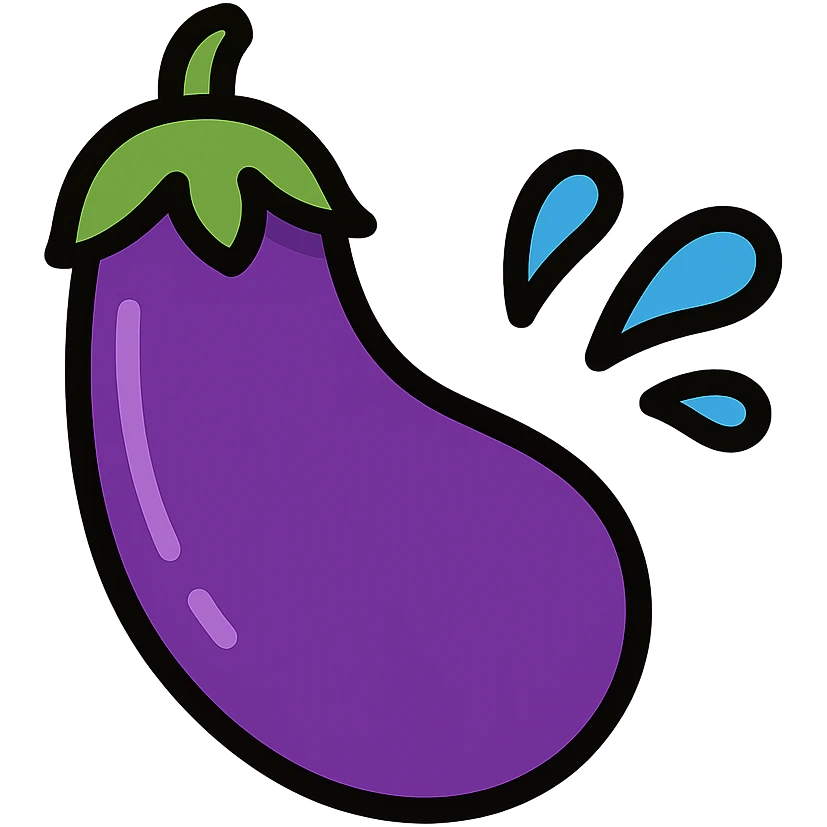 eggplant squirting water droplets colored icon emoji