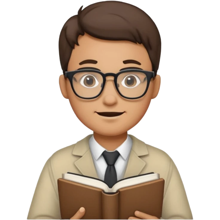 Nerd man wearing glasses with the book and computer emoji