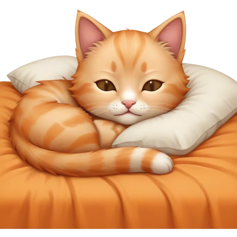 sleepy cozy kitten in human bed classic emoji style emoji