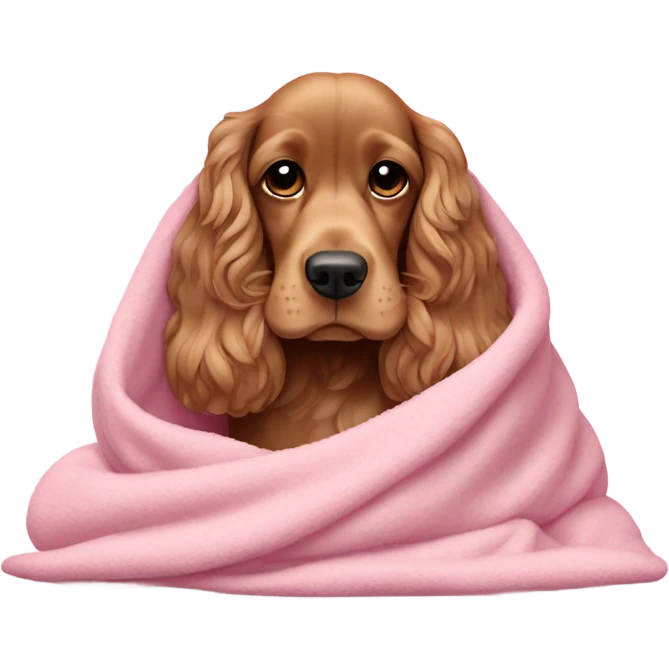Cocker spaniel in a pink blanket emoji