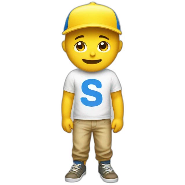 Yellow Men with a blue cap with a white "SK" and tshirt emoji