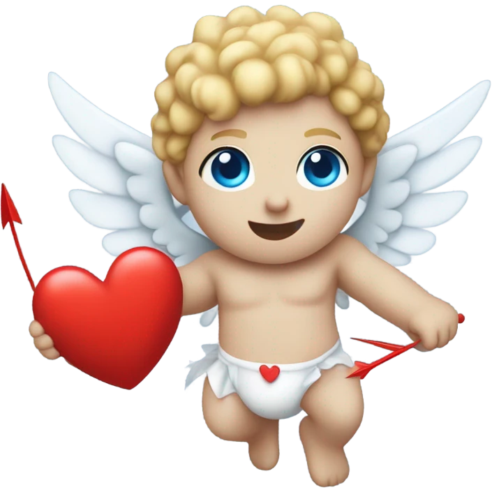 flying pale cupid with blue eyes and red heart arrow  emoji