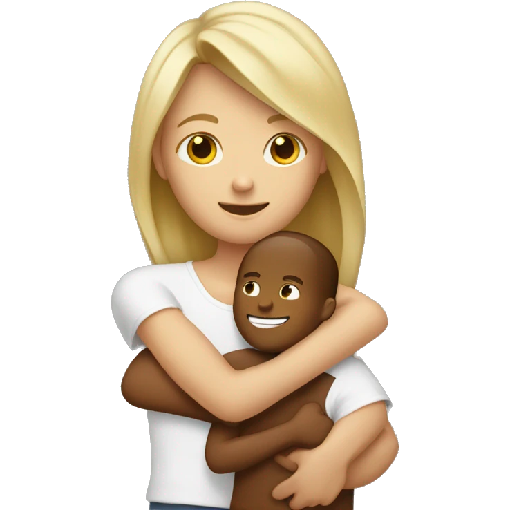 Blonde tan girl hugging brown haired tall boy emoji
