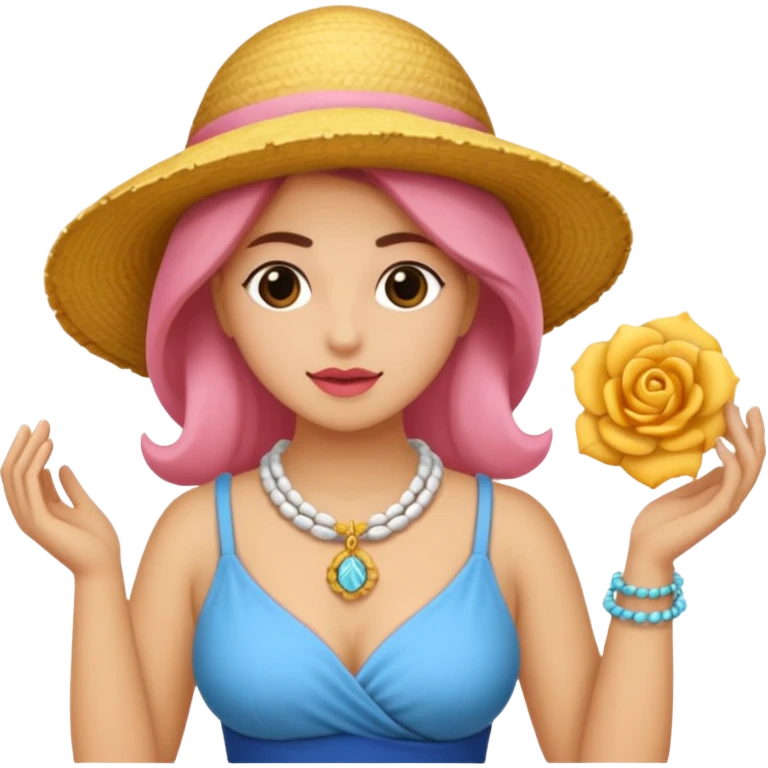 Rosa mujer comprando collares de concha marina 🐚  emoji
