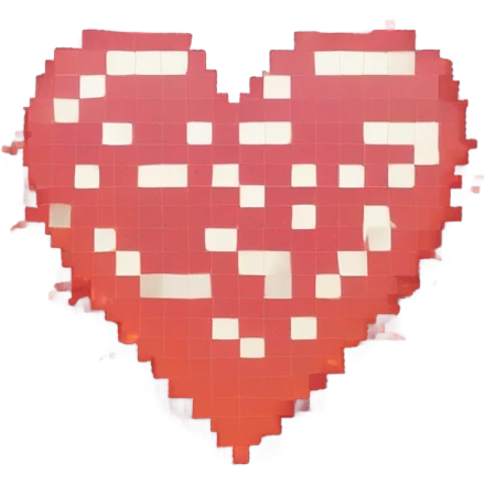 A pixelated heart with an animated pulse effect that shows tiny sparks flying off with each beat. emoji