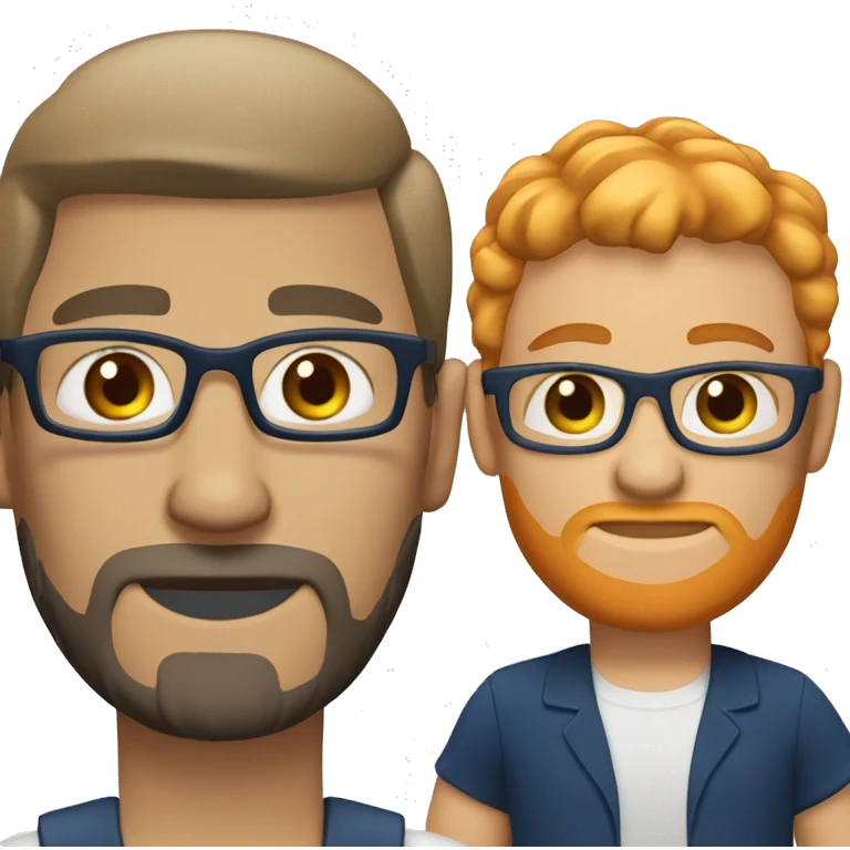 A fast food employee wearing fully dark blue and eyeglass and having a ginger hair and beard emoji
