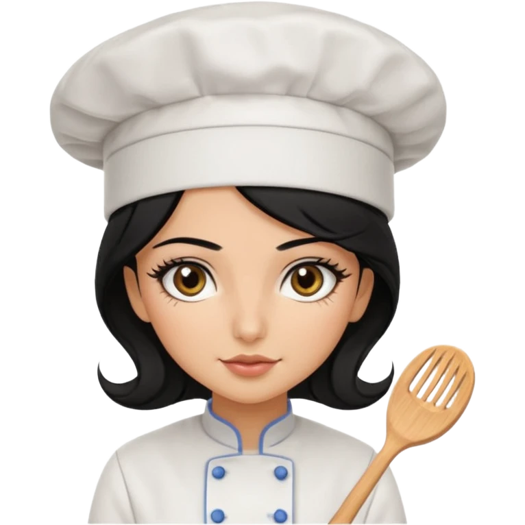 Create a persian girl, black hair, Middle Eastern with lashes  chef🧑‍🍳 emoji, barbie vibes tan skin black long hair with long lashes BADDIE VIBES long black hair and tanned skin dark brown eyes and longer baddie lashes emoji