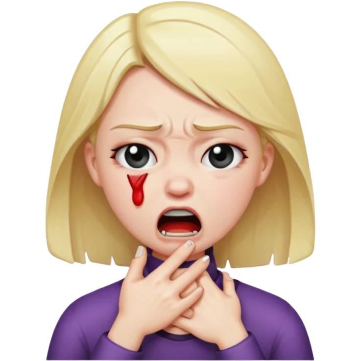 girl chocking herself angry crying  emoji