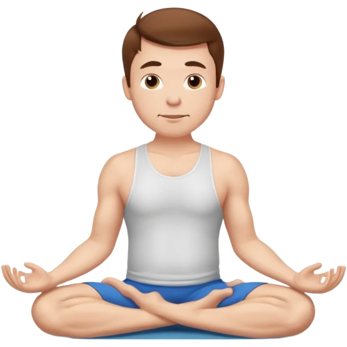 Adult man with short brown hair doing cow position yoga emoji