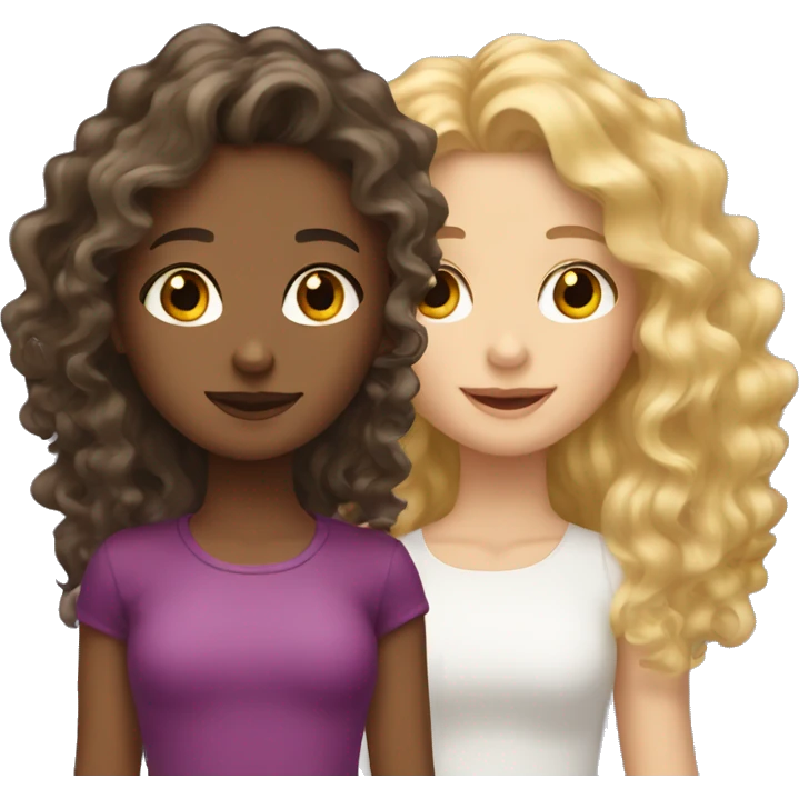 Blonde curly hair girl and brunette wavy hair girl  emoji