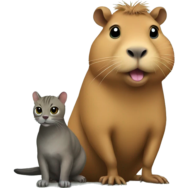 Capybara standing ontop of a cat emoji
