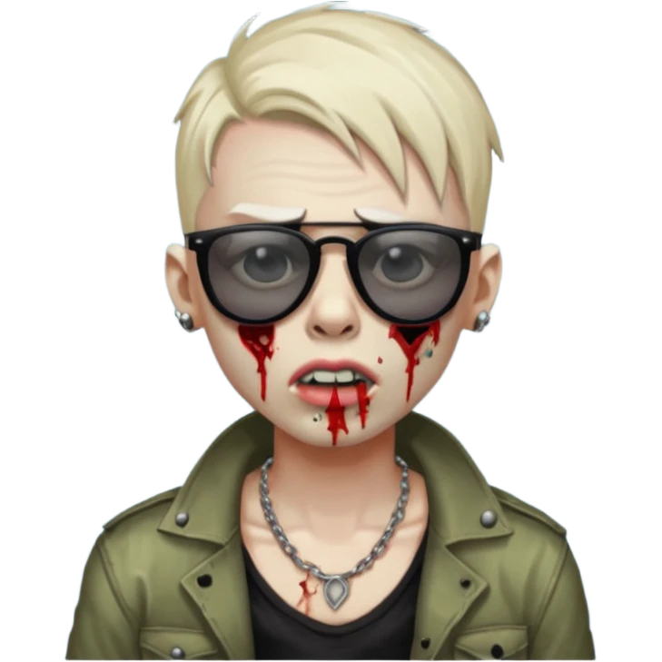 zombie boy model with lip piercing sunglasses emoji