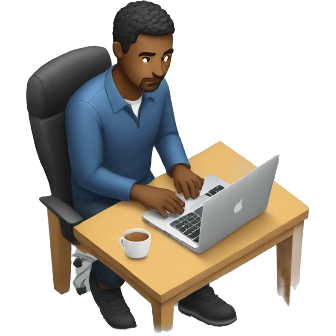 man working on his macbook laptop looking down emoji