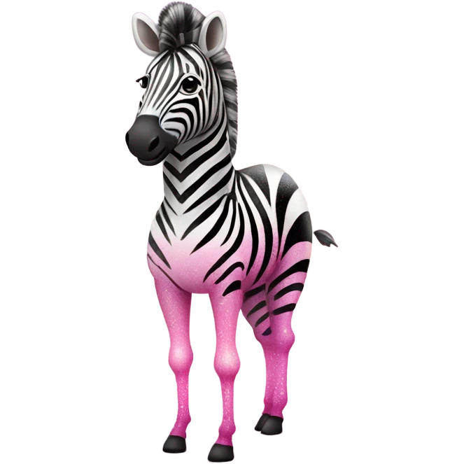 Pink ombre full body zebra with glitter emoji