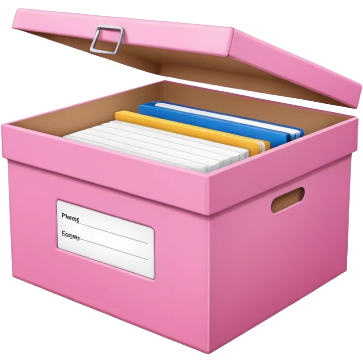 Pink file storage box with label emoji