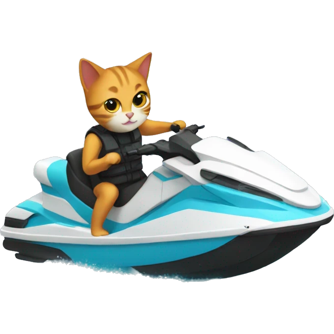 Cat in jetski emoji