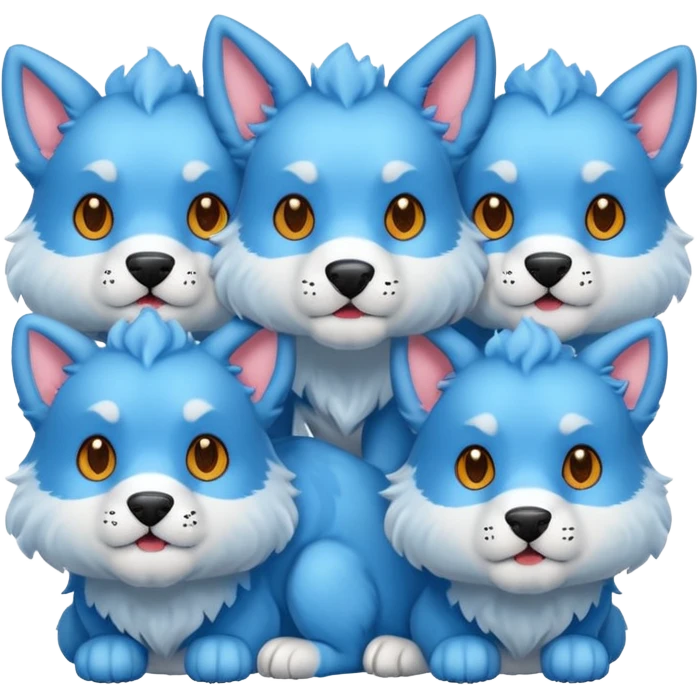 cute blue cerberus (one body, 3 heads) emoji