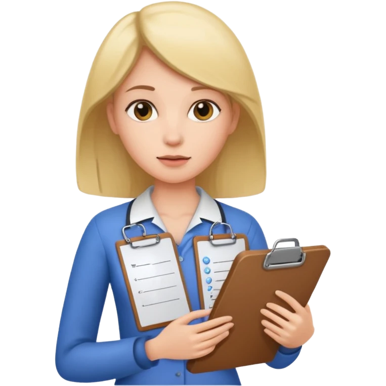 women with clipboard pressed to her chest emoji