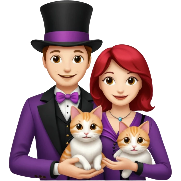 magician couple and their pet cat emoji