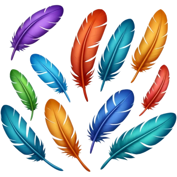 Different colored feathers floating ￼ emoji