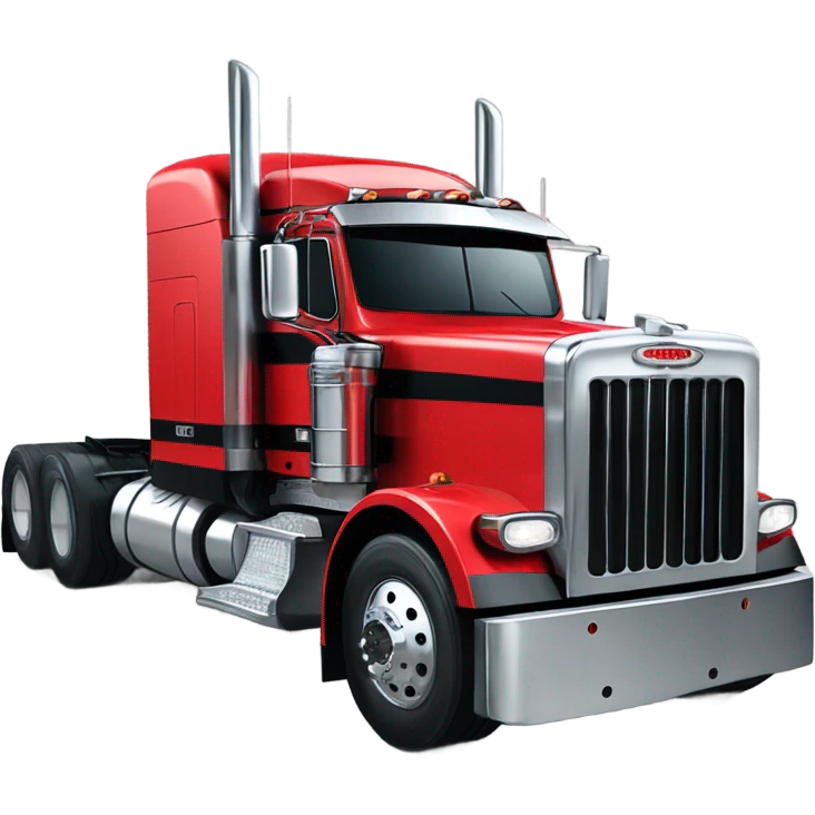 Peterbilt 389 black with red frame with flat top and slash cut exhaust stacks and dual rear tires and flat bumper emoji