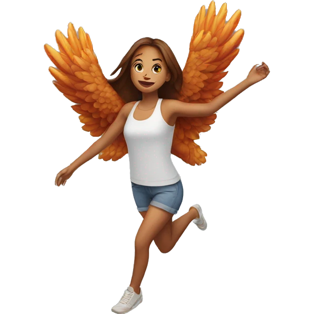 a girl flying with two bbq chicken wings on her back emoji