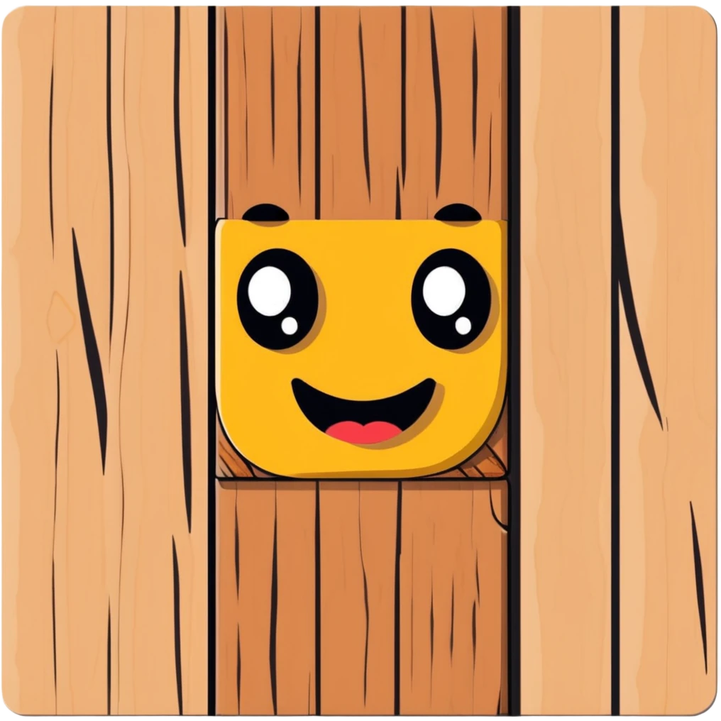 piece of wood with a friendly face, carved or natural emoji