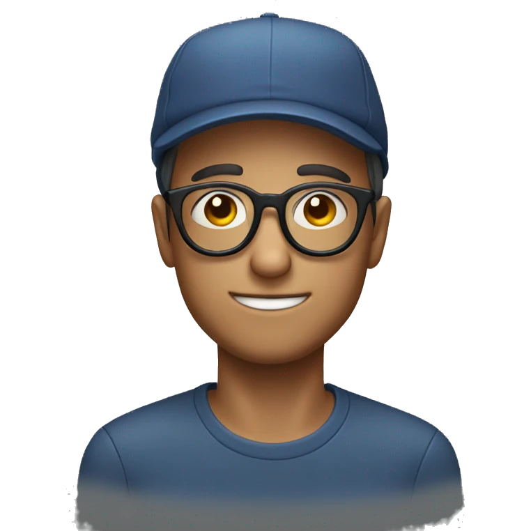 Guy with round glasses and french cap emoji