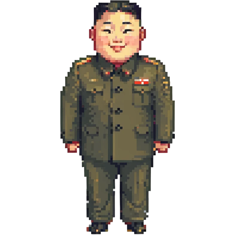 skinny smiling Kim Jong Un, pixel art style emoji