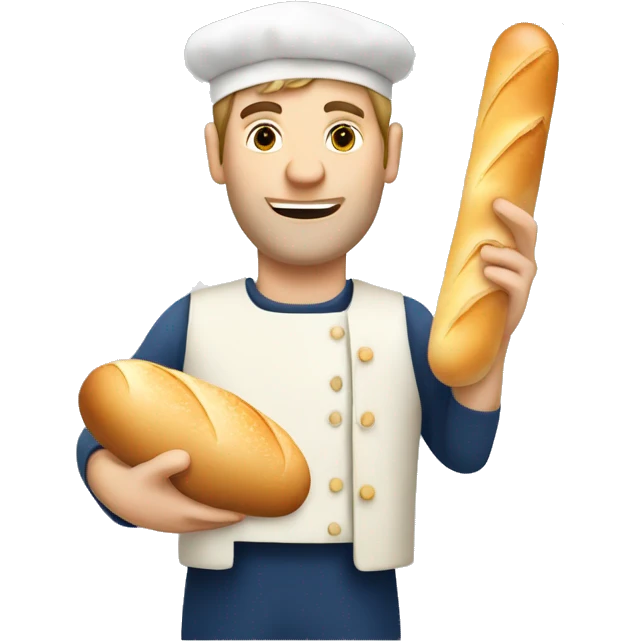 White French man holding a baguette and cheese  emoji