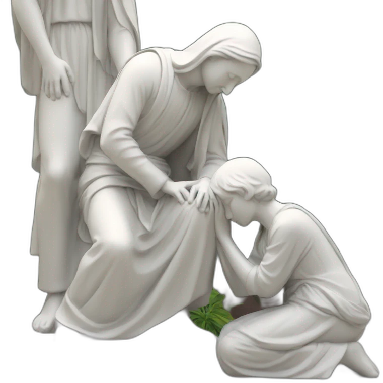 Man bowing to Virgin Mary statue emoji