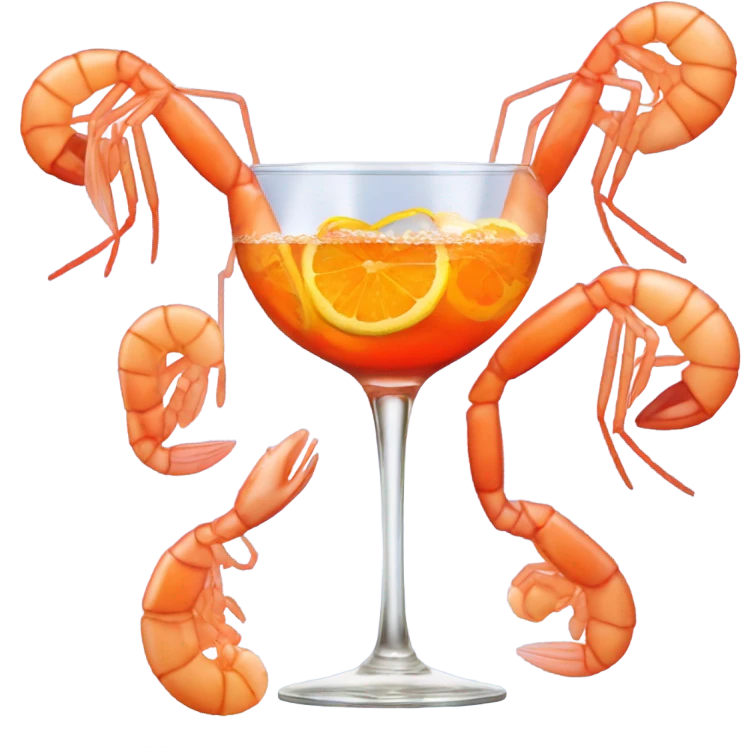 A shrimp drinking an aperol spritz emoji