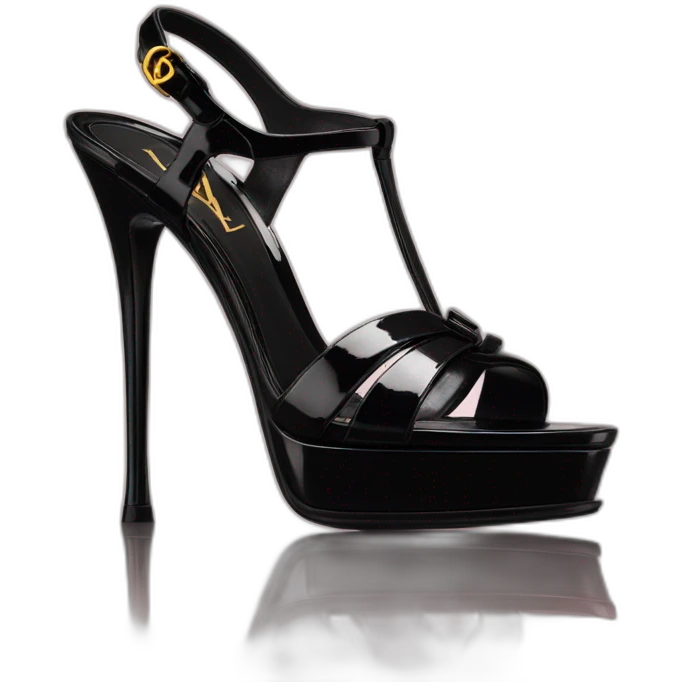 Ysl TRIBUTE heel SANDAL black PATENT LEATHER emoji