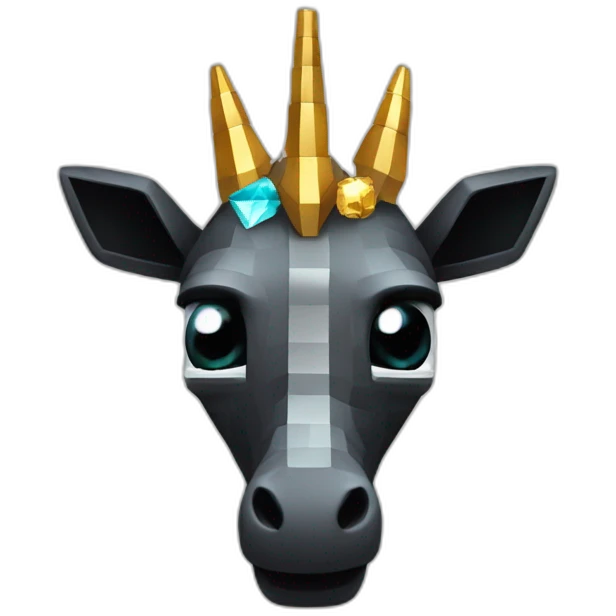 Minecraft Black Jiraffe Head With Diamond Unicorn Horn and Lazer Eyes emoji