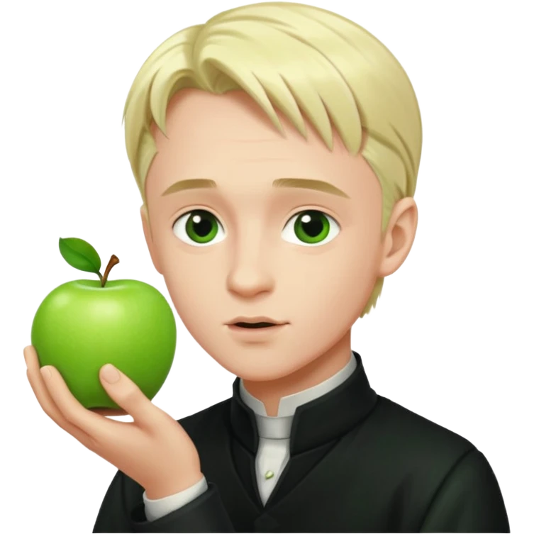 draco malfoy kissing green apple in his hand emoji