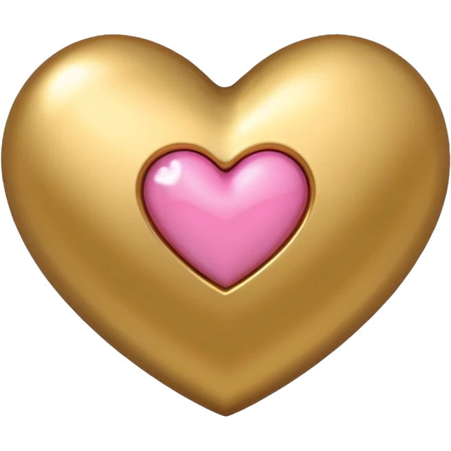 gold heart with one mini pink heart inside of it  emoji