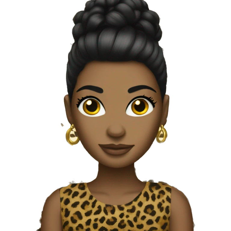 black hair diva leopard print emoji