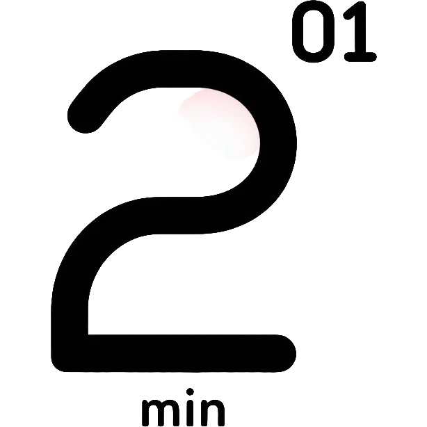 The number 2 with "min" indicator, like on a digital timer display emoji