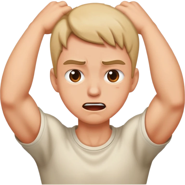 A person grabbing there neck with a mad face emoji