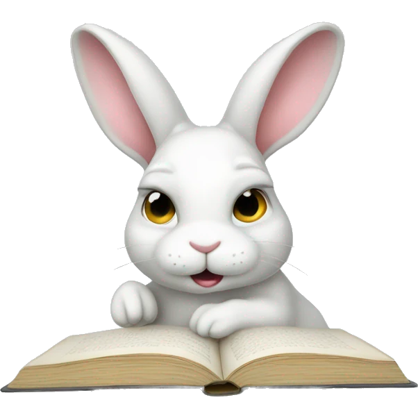 White bunny studying  emoji