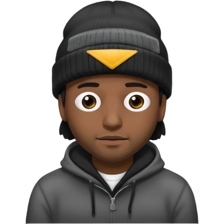 Hispanic man with black beanie hat that covers his eyes  emoji