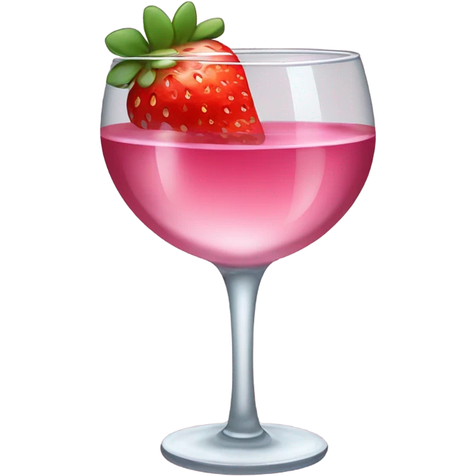 Pink wine in glass tall cup with strawberries emoji