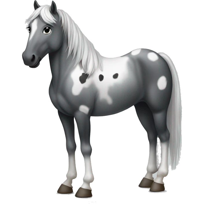 Horse with White, grey, and black little ombré spots standing up emoji