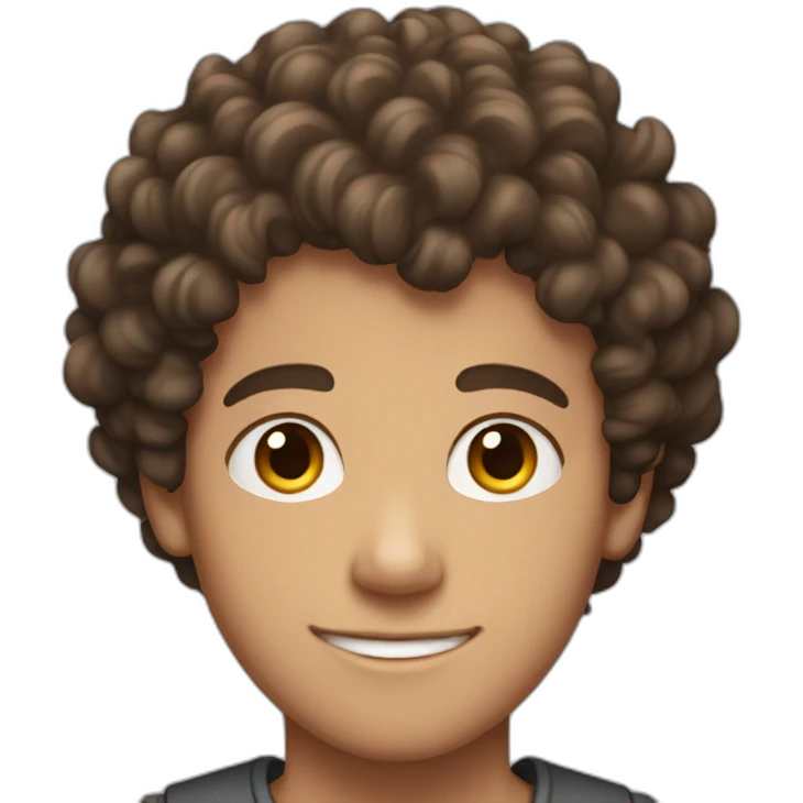 A brunette boy with curly hair, not long, who is 16 years old emoji