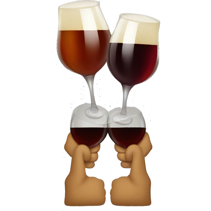 a glass of wine and a beer glass clinking together emoji