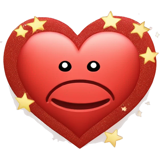 Red heart surrounded￼ with stars  emoji