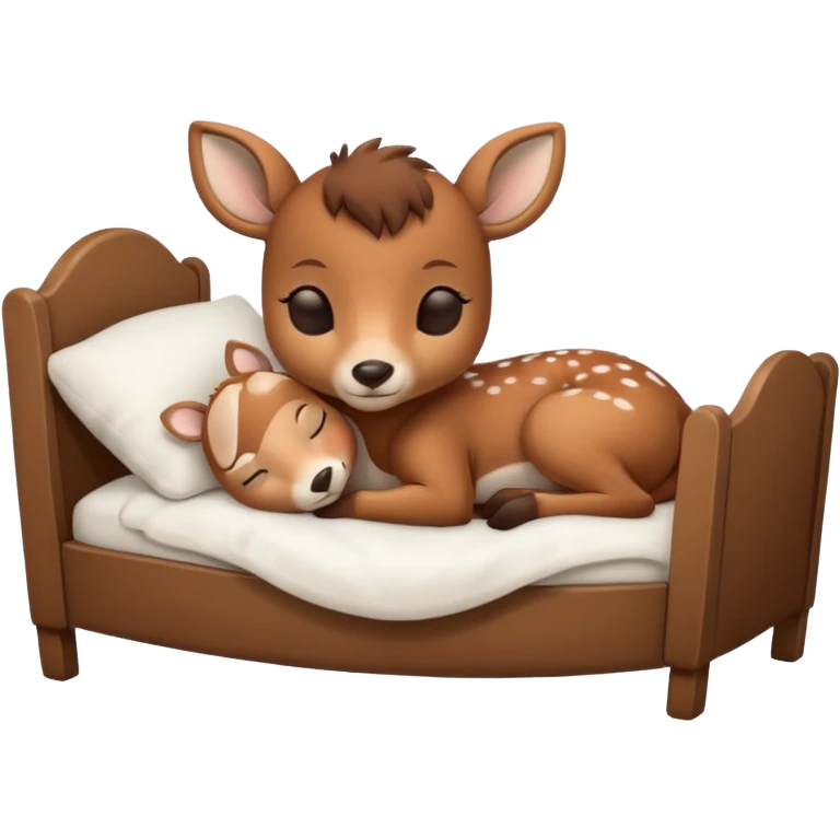 Cute Baby Deer Sleeping in Bed emoji