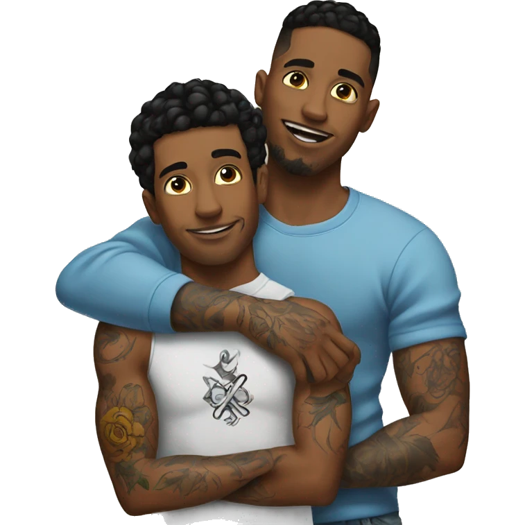 brotherly bond indoors with tattoos emoji